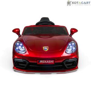 MEKASHI Porsche Car for Kids, Remote, 12V Battery, 3 Speed, LED Lights, Music, Bluetooth, 1 to 11 Years, Swing Function, Long Wheelbase, ISI Mark, Metallic Red | Same-Day Delivery in Delhi NCR