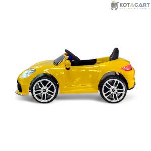 MEKASHI Porsche Car for Kids, Remote, 12V Battery, 3 Speed, LED Lights, Music, Bluetooth, 1 to 11 Years, Swing Function, Long Wheelbase, ISI Mark, Metallic yellow | Same-Day Delivery in Delhi NCR