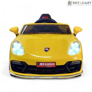 MEKASHI Porsche Car for Kids, Remote, 12V Battery, 3 Speed, LED Lights, Music, Bluetooth, 1 to 11 Years, Swing Function, Long Wheelbase, ISI Mark, Metallic yellow | Same-Day Delivery in Delhi NCR