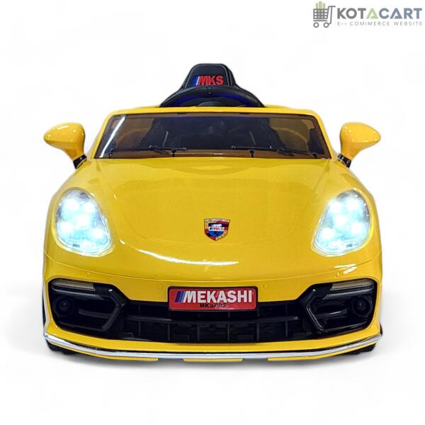 MEKASHI Porsche Car for Kids, Remote, 12V Battery, 3 Speed, LED Lights, Music, Bluetooth, 1 to 11 Years, Swing Function, Long Wheelbase, ISI Mark, Metallic yellow | Same-Day Delivery in Delhi NCR - Image 5