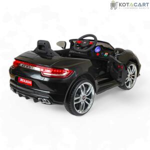 MEKASHI Porsche Car for Kids, Remote, 12V Battery, 3 Speed, LED Lights, Music, Bluetooth, 1 to 11 Years, Swing Function, Long Wheelbase, ISI Mark, Black | Same-Day Delivery in Delhi NCR