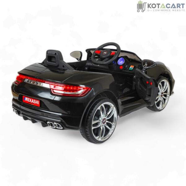 MEKASHI Porsche Car for Kids, Remote, 12V Battery, 3 Speed, LED Lights, Music, Bluetooth, 1 to 11 Years, Swing Function, Long Wheelbase, ISI Mark, Black | Same-Day Delivery in Delhi NCR - Image 2