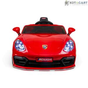 MEKASHI Porsche Car for Kids, Remote, 12V Battery, 3 Speed, LED Lights, Music, Bluetooth, 1 to 11 Years, Swing Function, Long Wheelbase, ISI Mark, Red | Same-Day Delivery in Delhi NCR