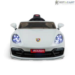 MEKASHI Porsche Car for Kids, Remote, 12V Battery, 3 Speed, LED Lights, Music, Bluetooth, 1 to 11 Years, Swing Function, Long Wheelbase, ISI Mark, White | Same-Day Delivery in Delhi NCR