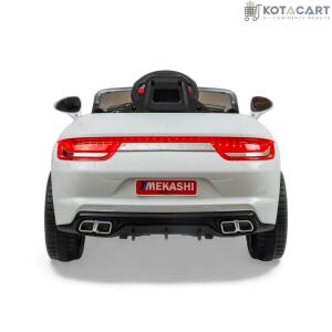 MEKASHI Porsche Car for Kids, Remote, 12V Battery, 3 Speed, LED Lights, Music, Bluetooth, 1 to 11 Years, Swing Function, Long Wheelbase, ISI Mark, White | Same-Day Delivery in Delhi NCR