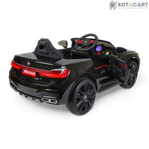 MEKASHI Electric Car for Kids, Remote, 12V Battery, 3 Speed, LED Lights, Music, Bluetooth, 1 to 11 Years, Swing Function, Long Wheelbase, ISI Mark, Metallic Black | Same-Day Delivery in Delhi NCR