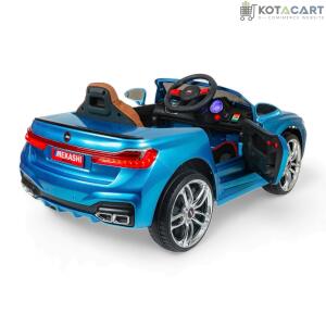 MEKASHI Electric Car for Kids, Remote, 12V Battery, 3 Speed, LED Lights, Music, Bluetooth, 1 to 11 Years, Swing Function, Long Wheelbase, ISI Mark, Metallic Blue | Same-Day Delivery in Delhi NCR