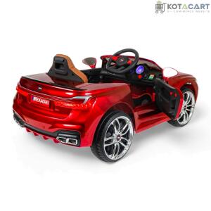 MEKASHI Electric Car for Kids, Remote, 12V Battery, 3 Speed, LED Lights, Music, Bluetooth, 1 to 11 Years, Swing Function, Long Wheelbase, ISI Mark, Metallic Red | Same-Day Delivery in Delhi NCR