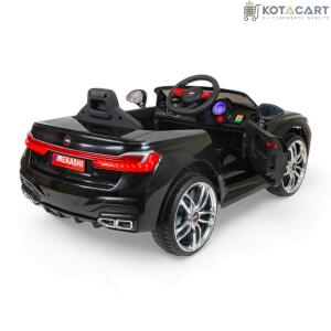 MEKASHI Electric Car for Kids, Remote, 12V Battery, 3 Speed, LED Lights, Music, Bluetooth, 1 to 7 Years, Swing Function, Long Wheelbase, ISI Mark, Black | Same-Day Delivery in Delhi NCR