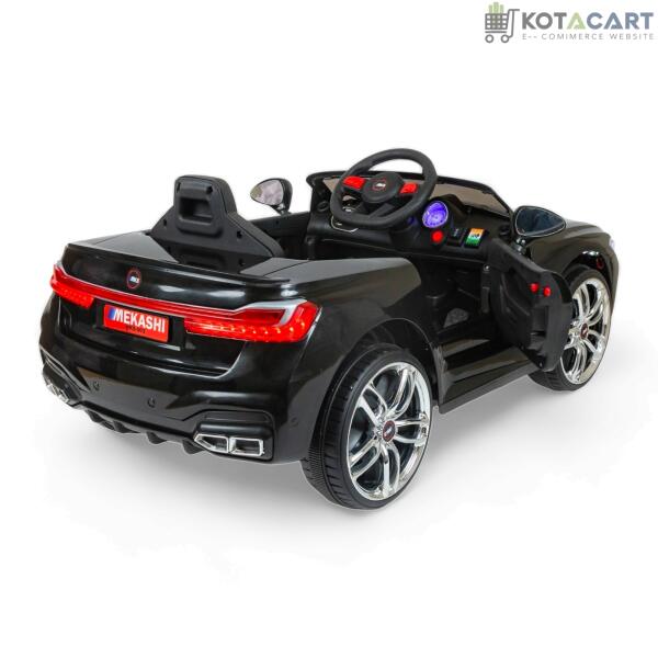 MEKASHI Electric Car for Kids, Remote, 12V Battery, 3 Speed, LED Lights, Music, Bluetooth, 1 to 7 Years, Swing Function, Long Wheelbase, ISI Mark, Black | Same-Day Delivery in Delhi NCR - Image 2