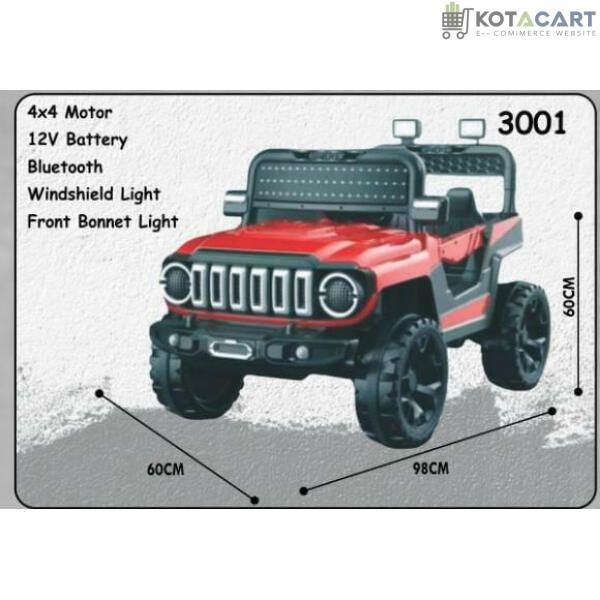 Battery operated Kids off road Red Jeep  | 12V Battery | Sturdy Material | Max Load 45 KG | Same-Day Delivery in Delhi NCR