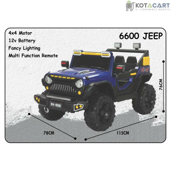 Kids Blue Jeep | 12V Battery | Sturdy Material | Max Load 45KG | Same-Day Delivery in Delhi NCR