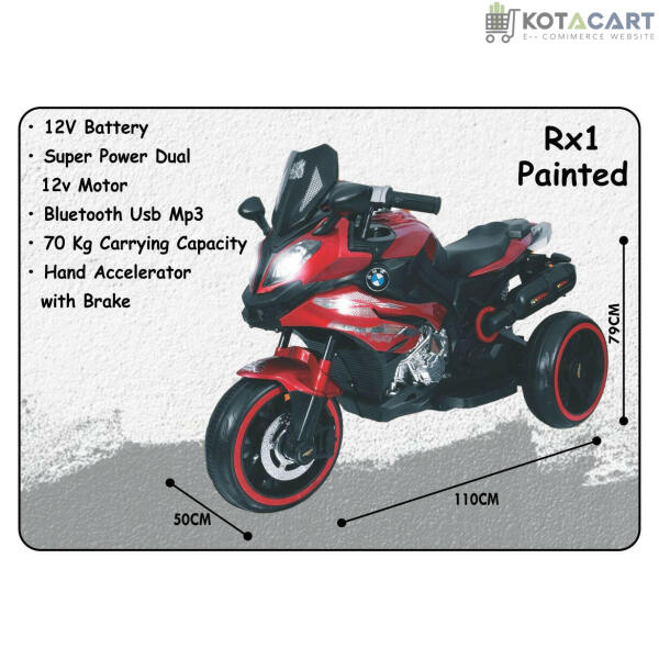 Painted Red Bike | 12V Battery | Sturdy Material | Max Load 50KG | Same-Day Delivery in Delhi NCR