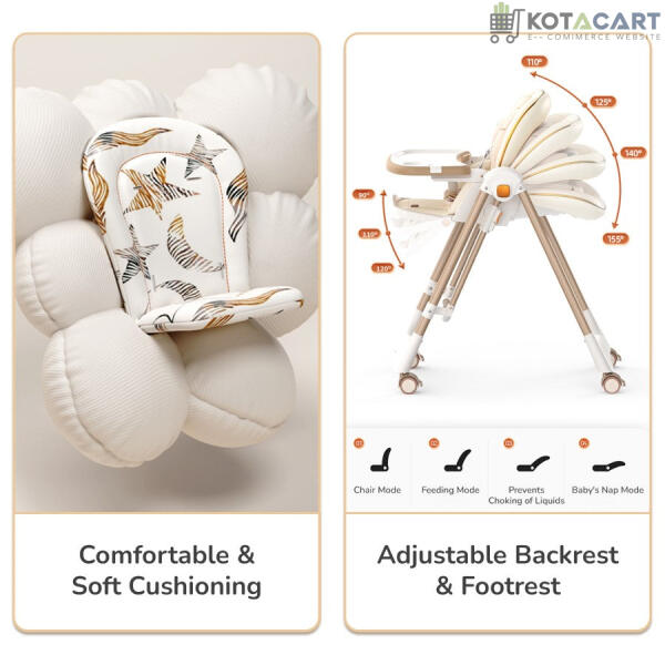 Baby Swing with 5-in-1 Functions, 4-Level Recline, 5-Point Safety Belt, Foldable Design | Same-Day Delivery in Delhi NCR - Image 7