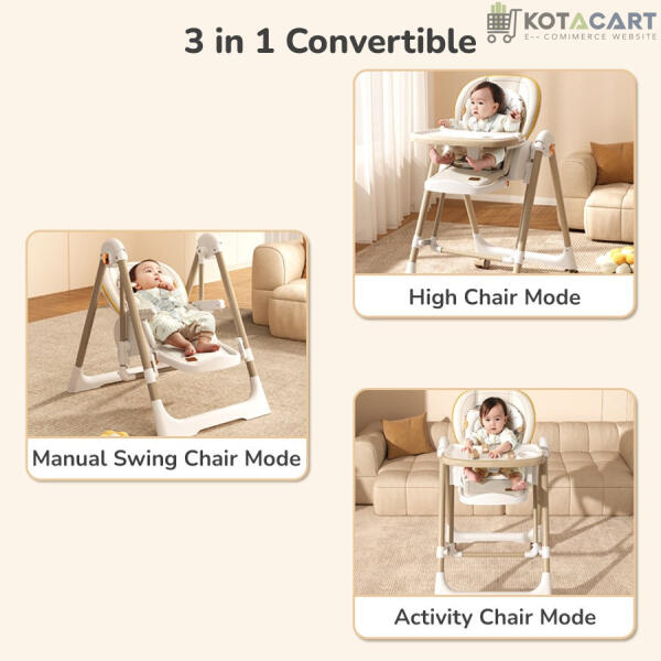 Baby Swing with 5-in-1 Functions, 4-Level Recline, 5-Point Safety Belt, Foldable Design | Same-Day Delivery in Delhi NCR - Image 9