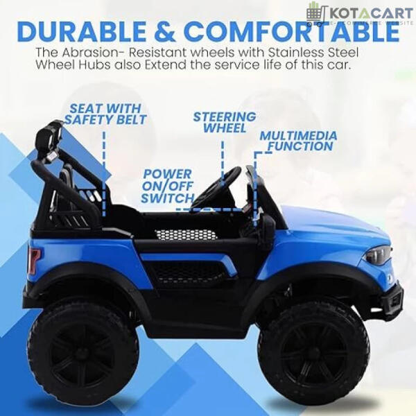 Kids Battery operated baby Mercedes 4x4 Big Size Blue Jeep  | 12V Battery | Sturdy Material | Max Load 50 KG | Same-Day Delivery in Delhi NCR - Image 5