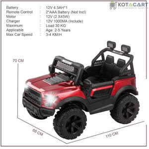 Battery operated Kids Berry Red Jeep  | 12V Battery | Sturdy Material | Max Load 45 KG | Same-Day Delivery in Delhi NCR