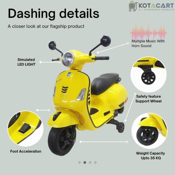 Kotacart | Vespa Rechargeable Battery Operated 12v Ride-on Scooter for Kids (3 to 7 Years) | Same-Day Delivery in Delhi NCR - Image 6